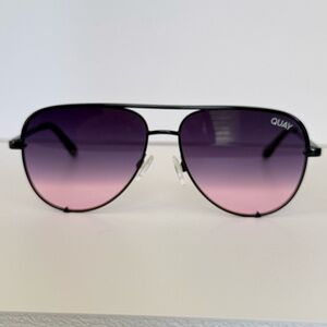 Quay Australia Black High Key Micro 126 Aviator Sunglasses with UPGRADED case